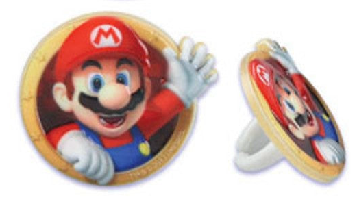 12 Super Mario Cupcake Topper Rings