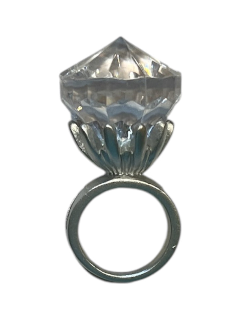 Diamond Ring in Silver Setting Cake Topper