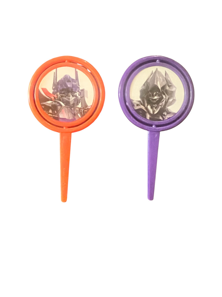 8 Transformers Autobot and Decepticon Spinning Cupcake Picks
