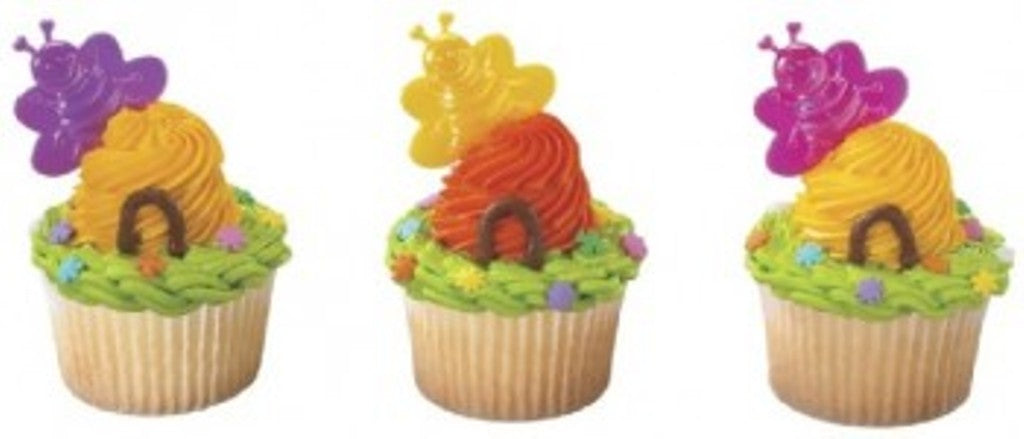 12 Iridescent Bumblebee Cupcake Picks