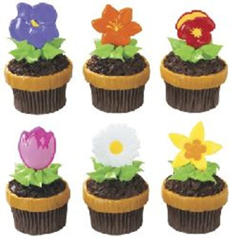 12 Blooming Flowers Cupcake Picks
