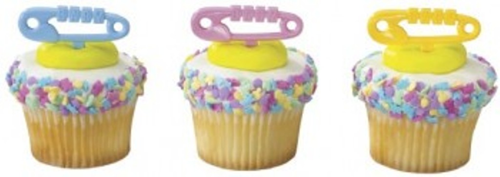 12 Baby Diaper Pin Cupcake Picks