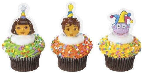 12 Dora, Diego, and Boots Pop Top Plac Cupcake Toppers