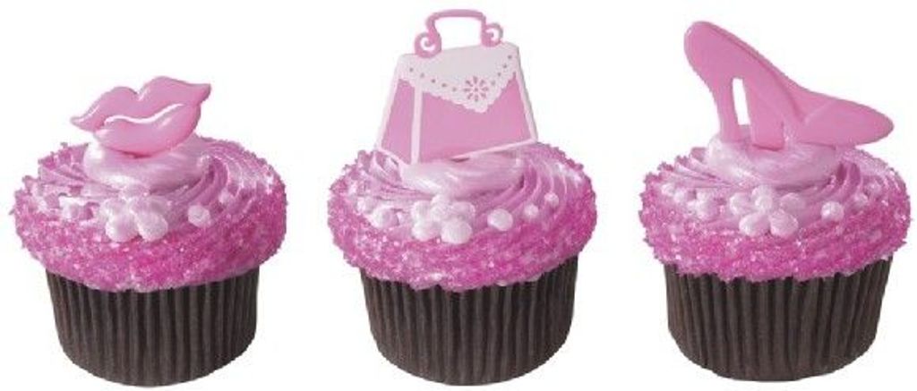 12 Pretty in Pink (Lips, Purse & Shoe) Cupcake Picks