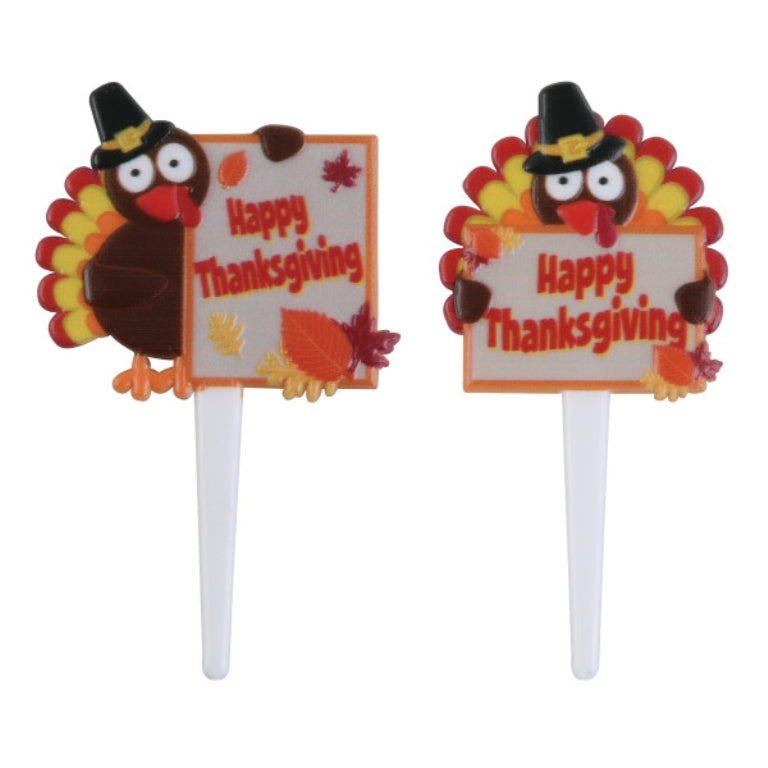 12 Happy Thanksgiving Turkey Cupcake Picks