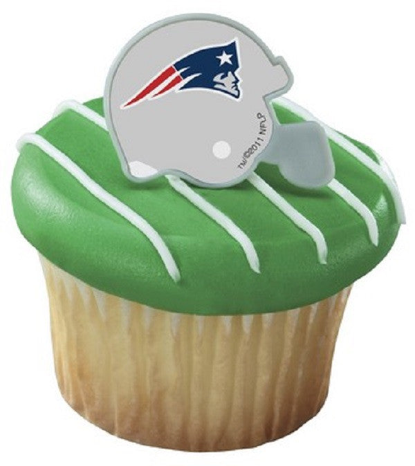 12 NFL New England Patriots Football Helmet Cupcake Topper Rings