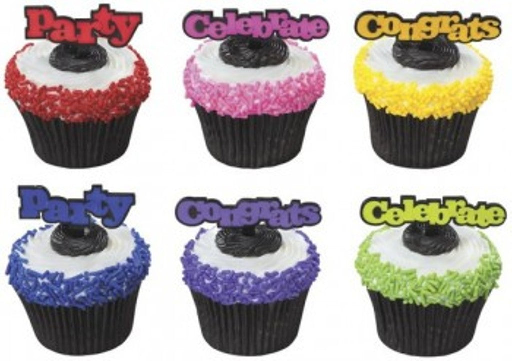 12 Celebrate & Party Bright Cupcake Picks