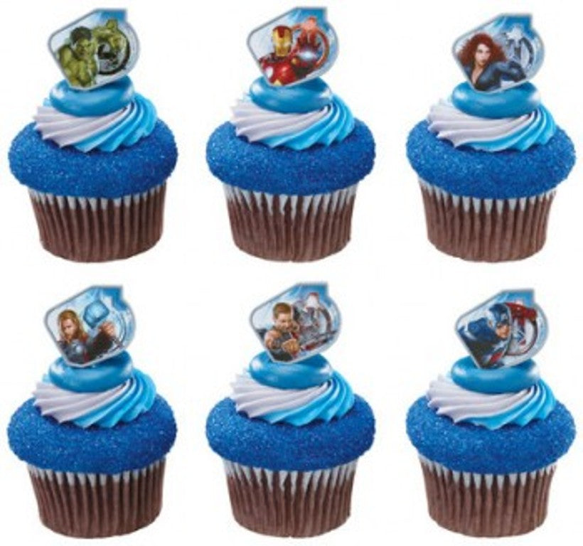 Avengers Hero Cupcake Rings - Set of 10
