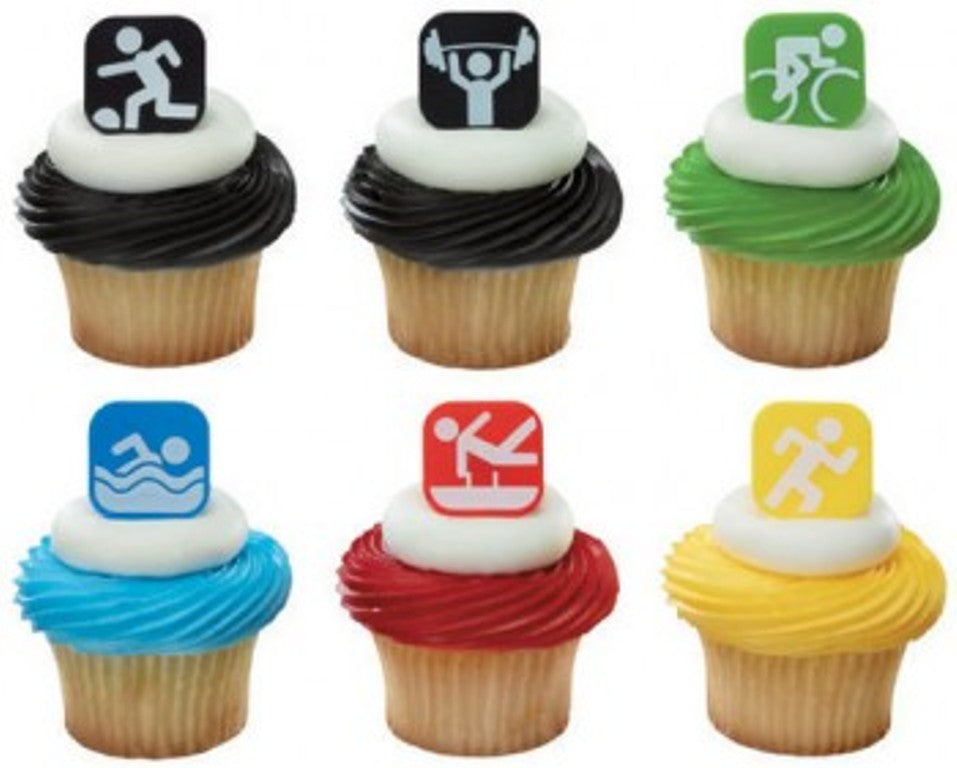 12 Olympic Sports Icon Cupcake Rings