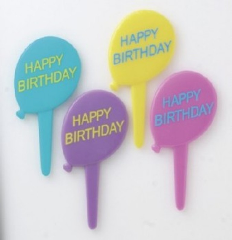 12 Happy Birthday Balloon Cupcake Picks