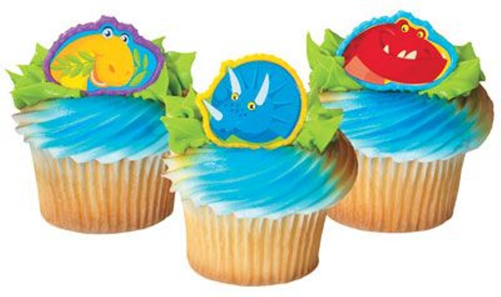 12 Dinosaur Label Cupcake Rings