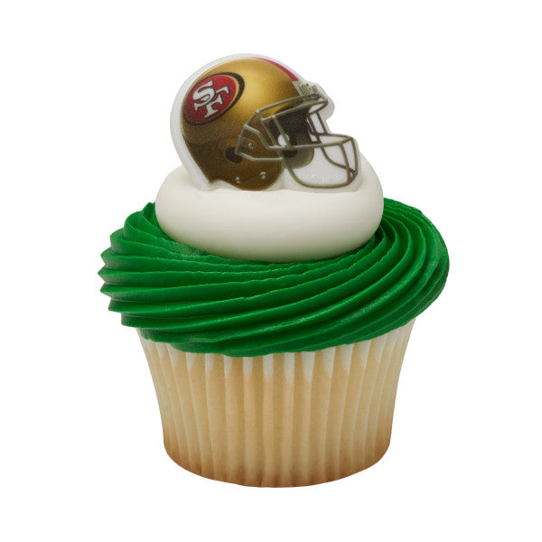 8 NFL San Francisco 49ers Football Helmet Cupcake Topper Rings