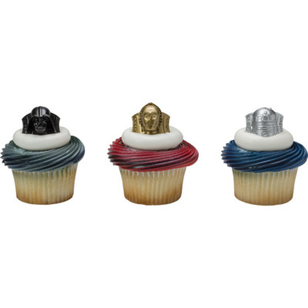 12 Star Wars Darth Vader, C3PO and R2D2 Cupcake Rings