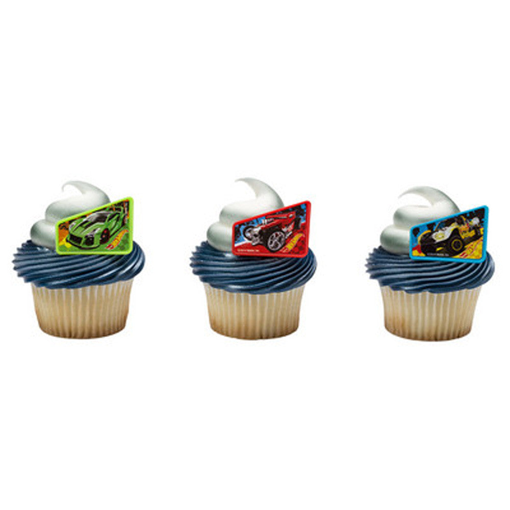 Hot Wheels Way 2 Fast Cupcake Topper Rings - Set of 12