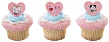12 Angel Cat Sugar Cupcake Rings