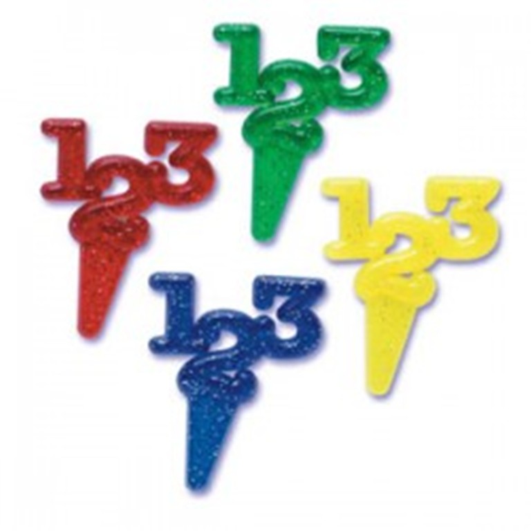 12 Number 123 Glitter Puffy Cupcake Picks
