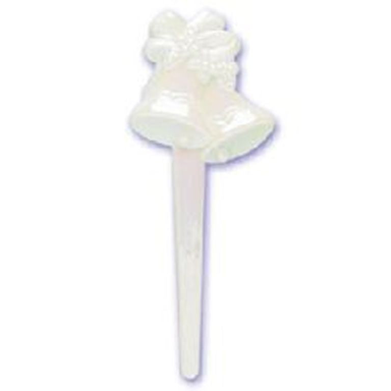 12 Pearlized Wedding Bells Puffy Picks