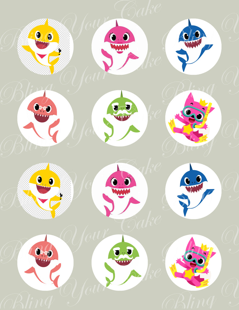 Baby Shark Edible Icing Sheet Cupcake, Cookie, & Cake Pop Decor Topper - BSK4