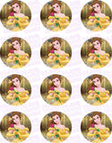 Beauty and the Beast Belle Edible Icing Cupcake or Cookie Decor Toppers - BAB1