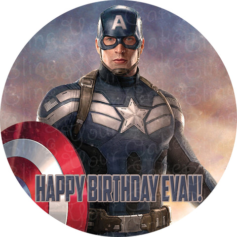 Captain America Civil War Round Edible Icing Cake Decor Toppers - CAPAM4