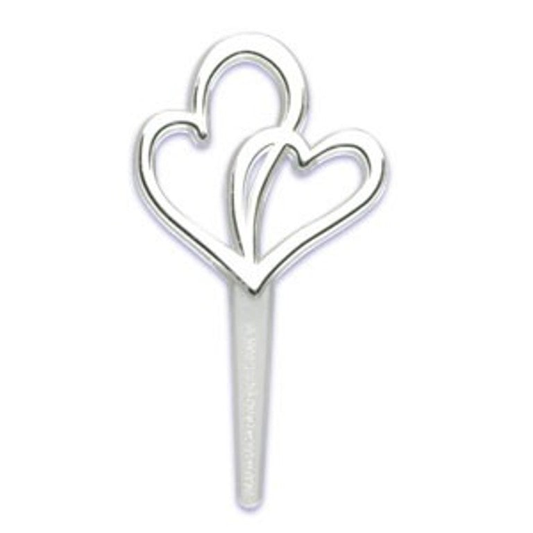12 Silver Double Heart Cupcake Picks