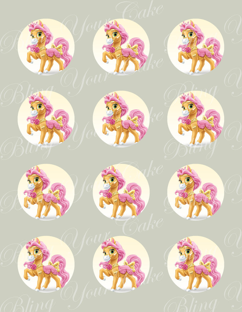 Disney Princess Palace Pets Belle's Pony Petit Edible Icing Cupcake or Cookie Decor Toppers