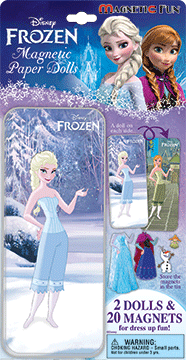 Disney Frozen Elsa Anna Magnetic Paper Dolls Mini Fun Tin