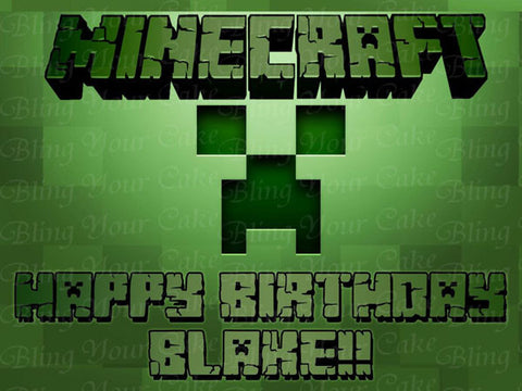 Minecraft Creeper Edible Icing Sheet Cake Decor Topper