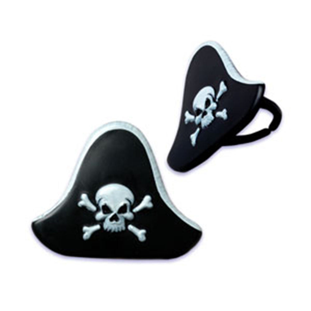 24 Pirate Hat Cupcake Topper Rings