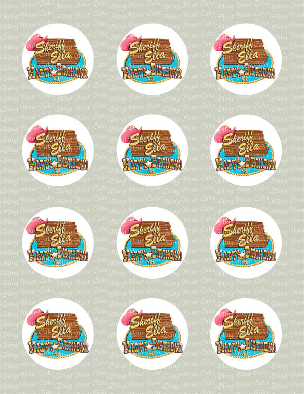 Sheriff Callie Logo Inspired Edible Icing Cupcake or Cookie Decor Toppers - SC1