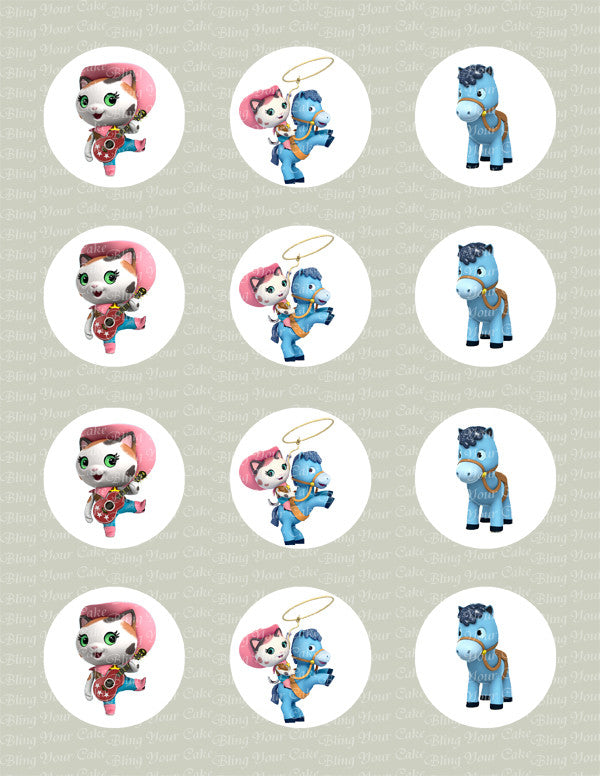 Sheriff Callie & Sparky Inspired Edible Icing Cupcake or Cookie Decor Toppers - SC4