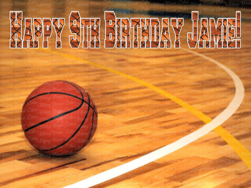 Basketball Happy Birthday Edible Icing Sheet Cake Decor Topper - SPBKB1