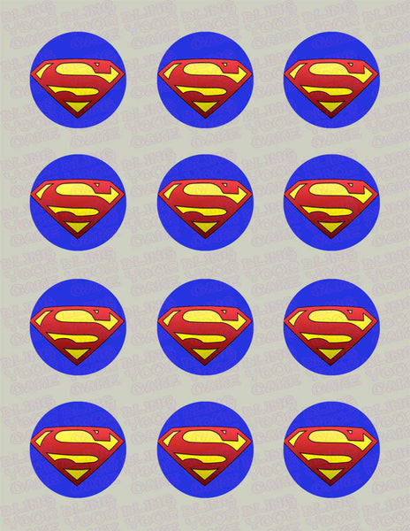 Superman Logo Edible Icing Cupcake or Cookie Decor Toppers SPM1