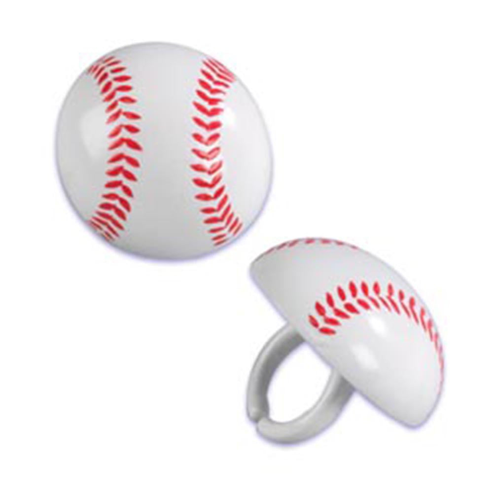 Baseball Cupcake Topper Rings - Set of 12