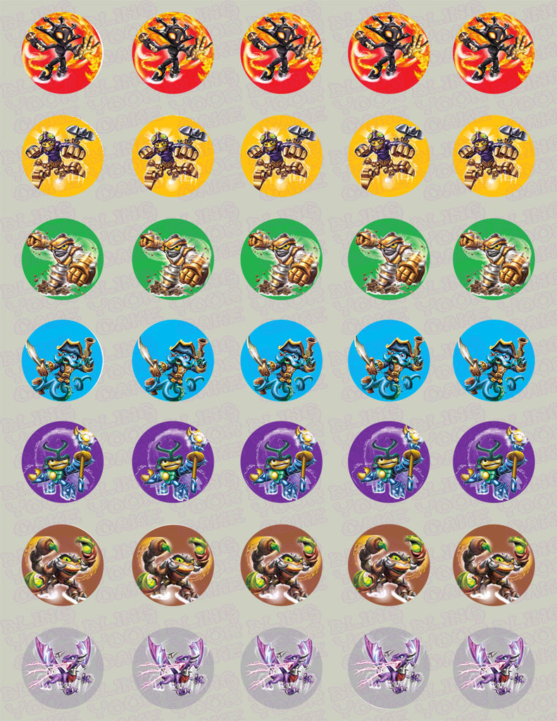 Skylanders Swap Force Edible Icing Mini-Cupcake, Brownie Bites, Cake Pops and Cookie Decor Toppers