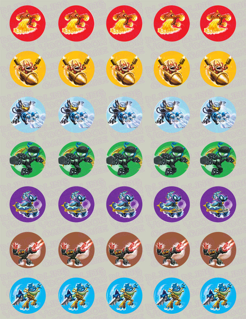 Skylanders Swap Force Edible Icing Mini-Cupcake, Brownie Bites, Cake Pops and Cookie Decor Toppers
