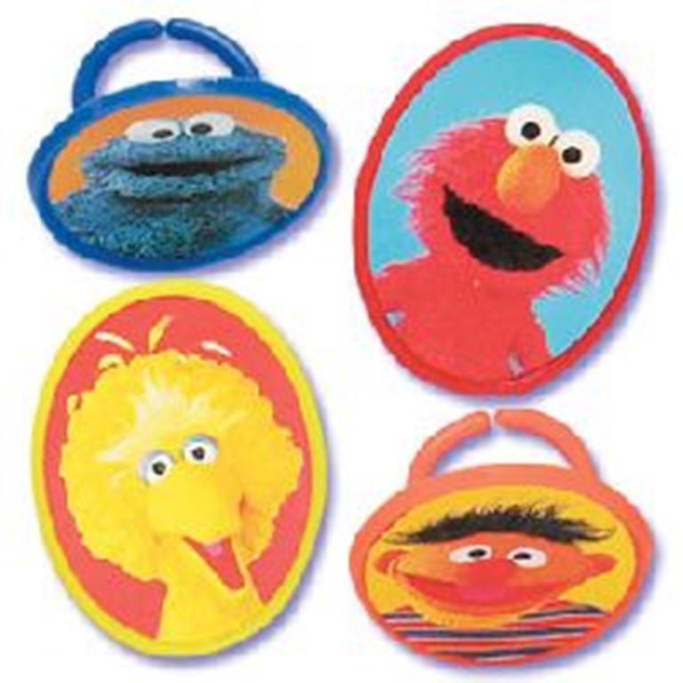 20 Sesame Street Big Bird, Cookie Monster, Elmo and Ernie Assorted Cupcake Topper Rings