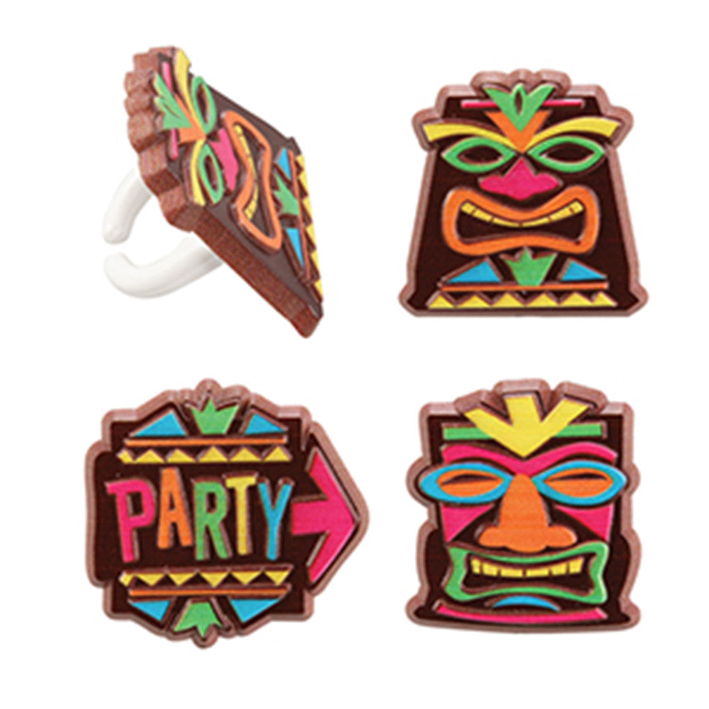 24 Tiki Cupcake Topper Rings