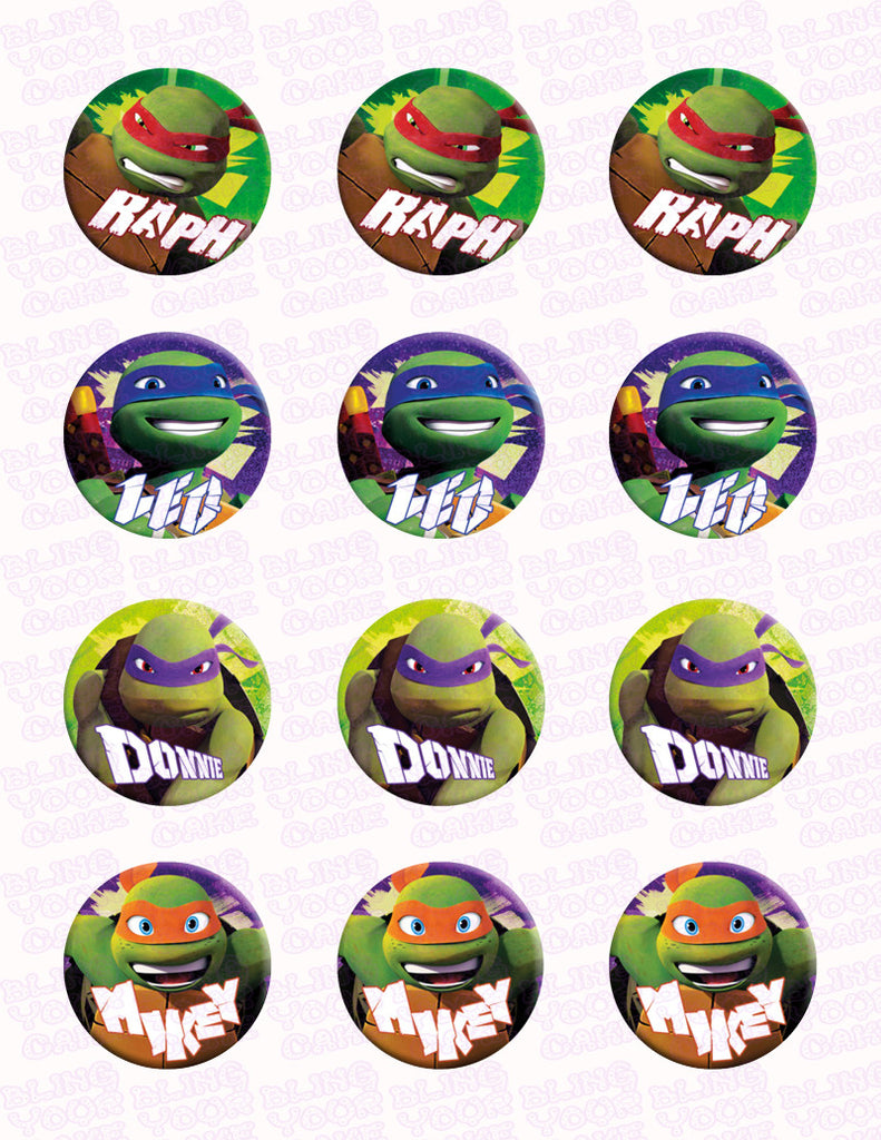 Teenage Mutant Ninja Turtles TMNT Inspired Edible Icing Cupcake Decor Toppers - TMNT5