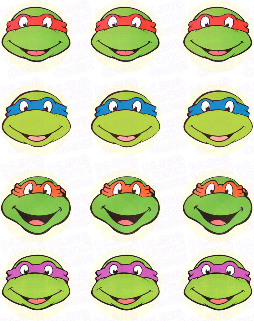 Teenage Mutant Ninja Turtles TMNT Face Edible Icing Cupcake Decor Toppers - TMNT1