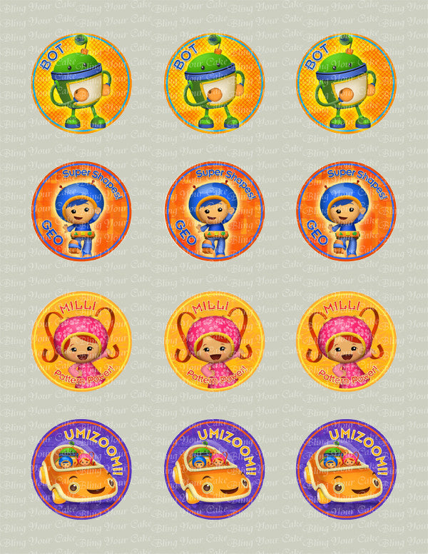 Team Umizoomi Inspired Edible Icing Cupcake Decor Toppers - TUZ2