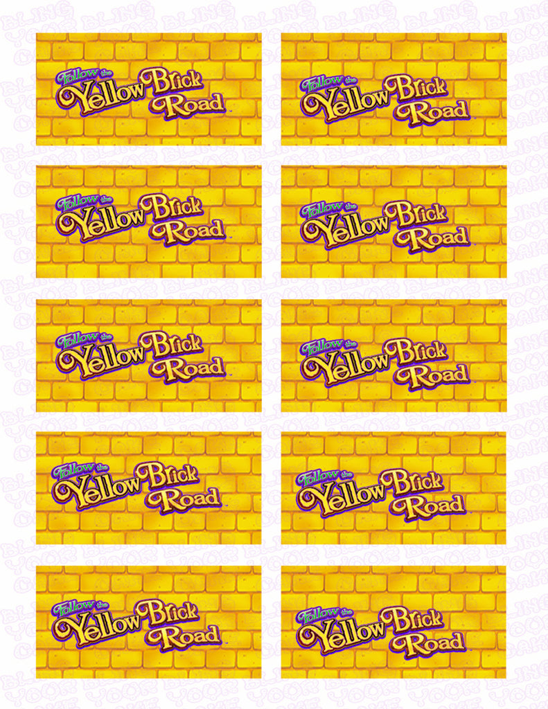 The Wizard of Oz Yellow Brick Road Edible Icing Business Card Cereal Treat Decor Toppers - WOZ4