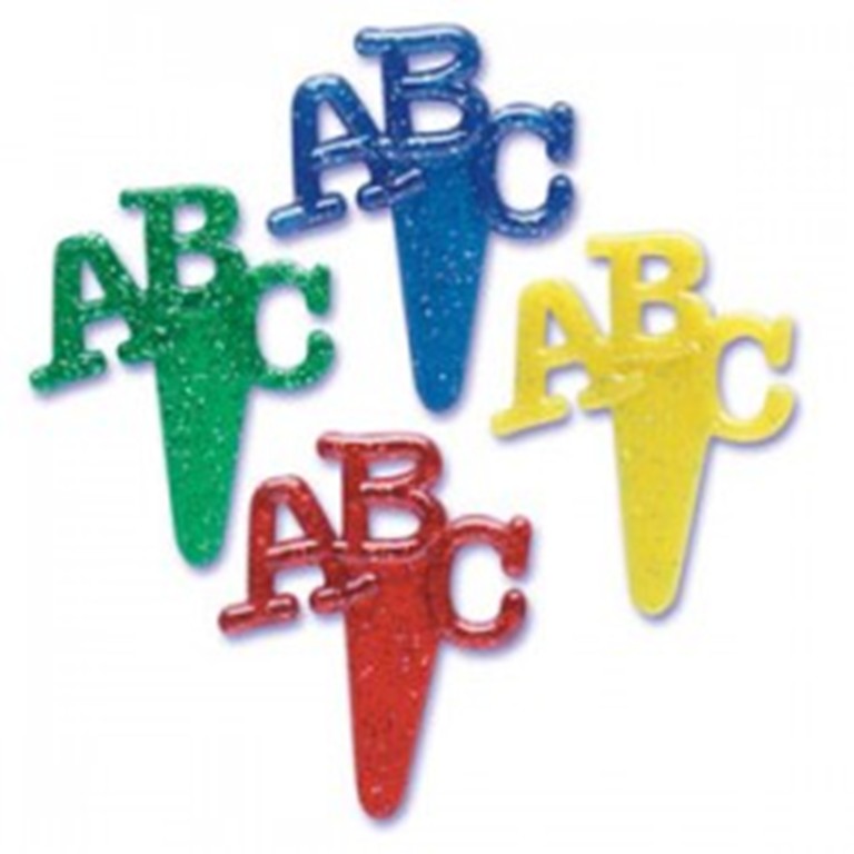 12 ABC Glitter Puffy Cupcake Picks