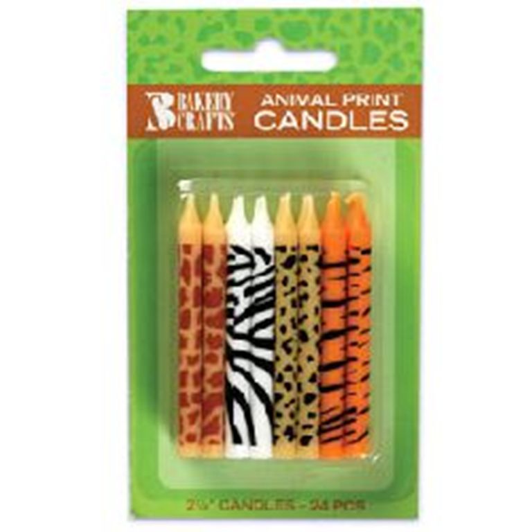 24 Animal Safari Print (Zebra, Leopard, Tiger & Giraffe) Candles