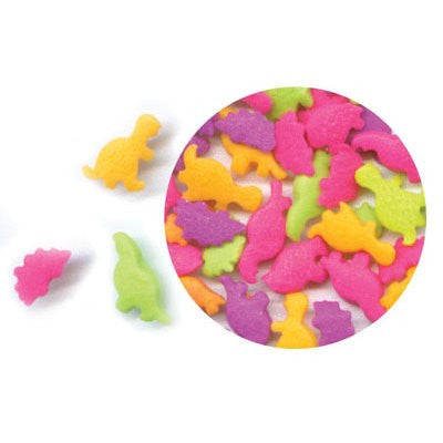 Multi-Colored Bright Dinosaur Edible Sugar Quin Sprinkles Cake Decorations