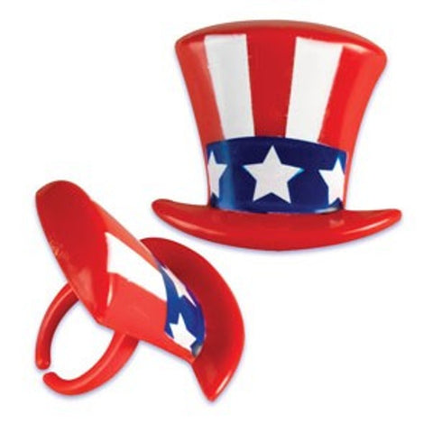 24 Puffy Patriotic Hat Cupcake Rings