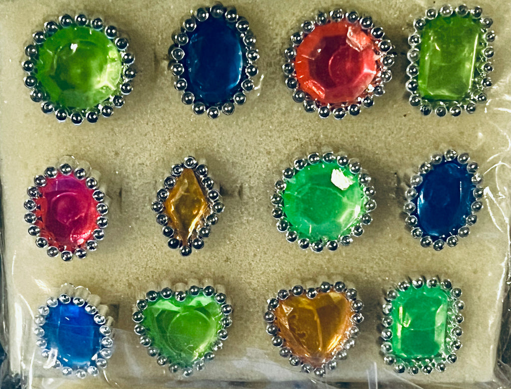 Shaped Rings with Assorted Colored Gems Party Favors - Set of 12