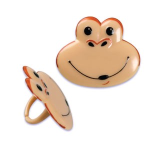 24 Monkey Face Cupcake Topper Rings