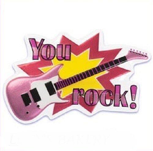 You Rock Pink Guitar Pop Top Cake Topper