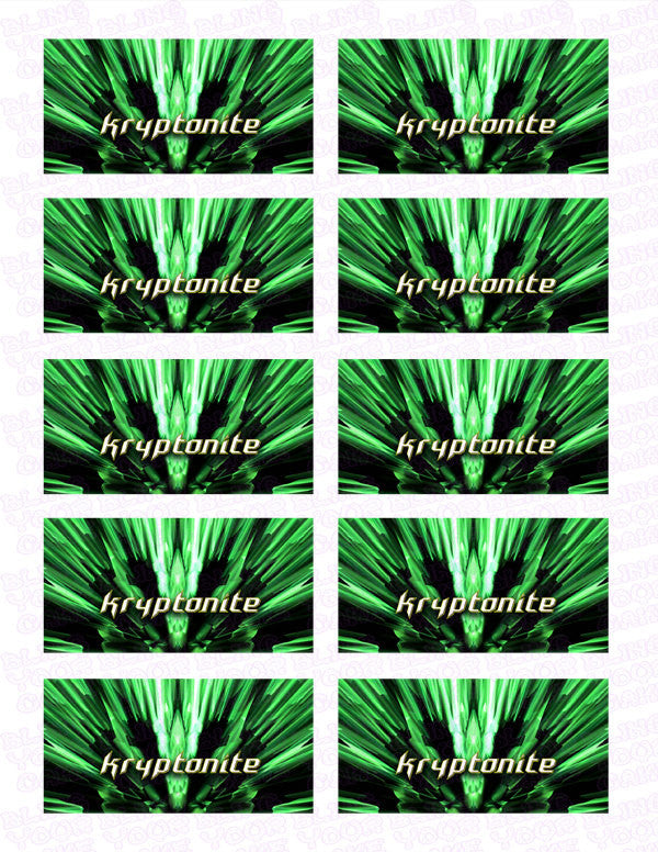 Superman Kryptonite Edible Icing Business Card Cereal Treat Decor Toppers - SPM3F